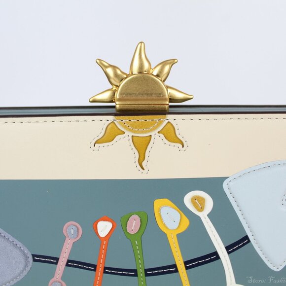 NWT TORY BURCH Fish-appliqué Frame Leather Bag - Everyday Office to Party/ Event - Picture 6 of 16